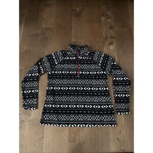 Eddie Bauer Women's Sweater Size XL Black White Fleece Aztec 1/2 Zip Outdoor